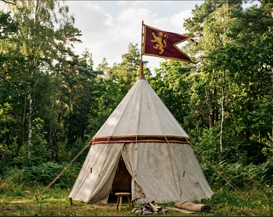 Tenda medieval em evento cultural